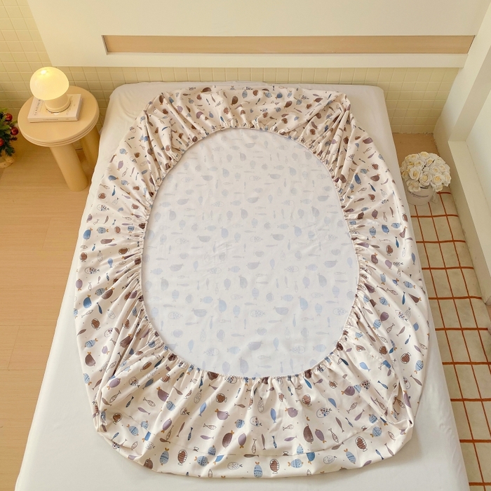 91家纺网 家纺一手货源 找家纺 慕尚家纺 2025新款全棉纯棉老粗布卡通床笠款凉席席子 海底世界