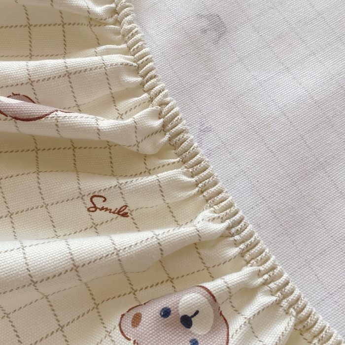 91家纺网 家纺一手货源 找家纺 慕尚家纺 2025新款全棉纯棉老粗布卡通床笠款凉席席子 皇冠小熊