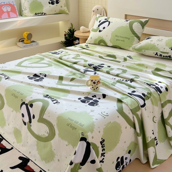 91家纺网 家纺一手货源 找家纺 （总）慕尚家纺 2025新款全棉纯棉老粗布卡通床单款凉席席子