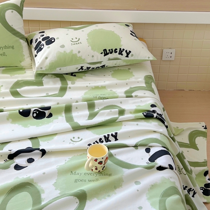 91家纺网 家纺一手货源 找家纺 （总）慕尚家纺 2025新款全棉纯棉老粗布卡通床单款凉席席子