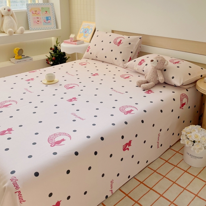 91家纺网 家纺一手货源 找家纺 慕尚家纺 2025新款全棉纯棉老粗布卡通床单款凉席席子 月亮猫