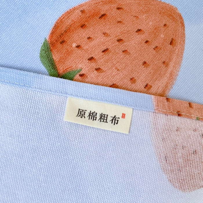 91家纺网 家纺一手货源 找家纺 慕尚家纺 2025新款全棉纯棉老粗布卡通床单款凉席席子 草莓-蓝