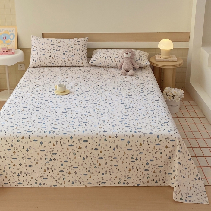 91家纺网 家纺一手货源 找家纺 慕尚家纺 2025新款全棉纯棉老粗布卡通床单款凉席席子 丛林