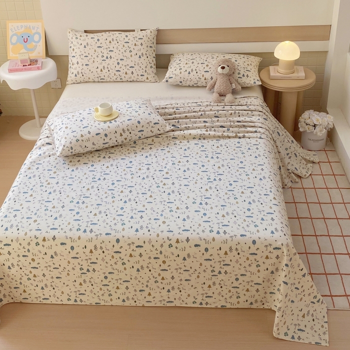 91家纺网 家纺一手货源 找家纺 慕尚家纺 2025新款全棉纯棉老粗布卡通床单款凉席席子 丛林