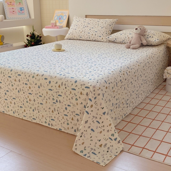 91家纺网 家纺一手货源 找家纺 慕尚家纺 2025新款全棉纯棉老粗布卡通床单款凉席席子 丛林