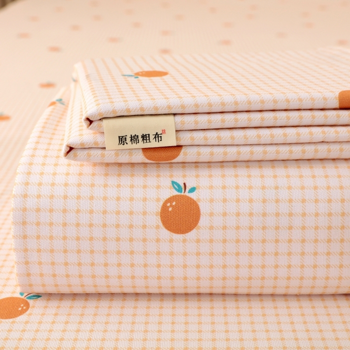 慕尚家纺 2025新款全棉纯棉老粗布卡通床单款凉席席子 果乐