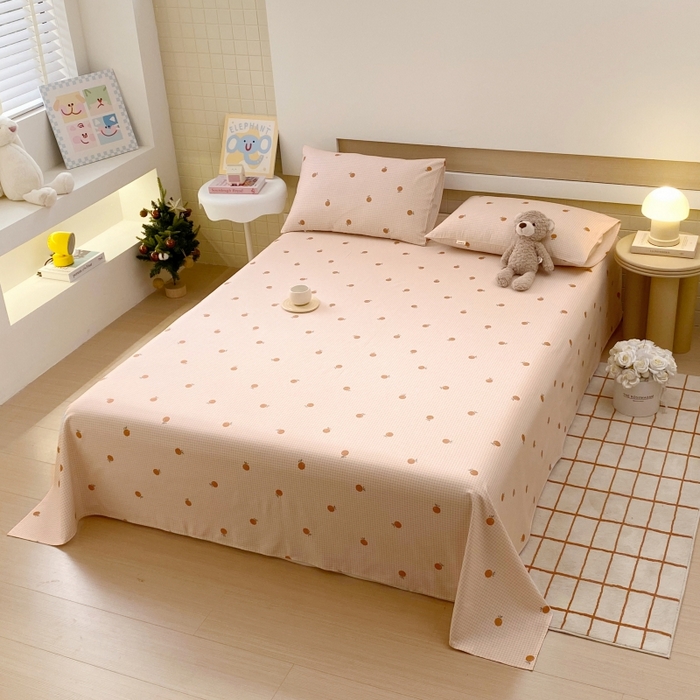 91家纺网 家纺一手货源 找家纺 慕尚家纺 2025新款全棉纯棉老粗布卡通床单款凉席席子 果乐