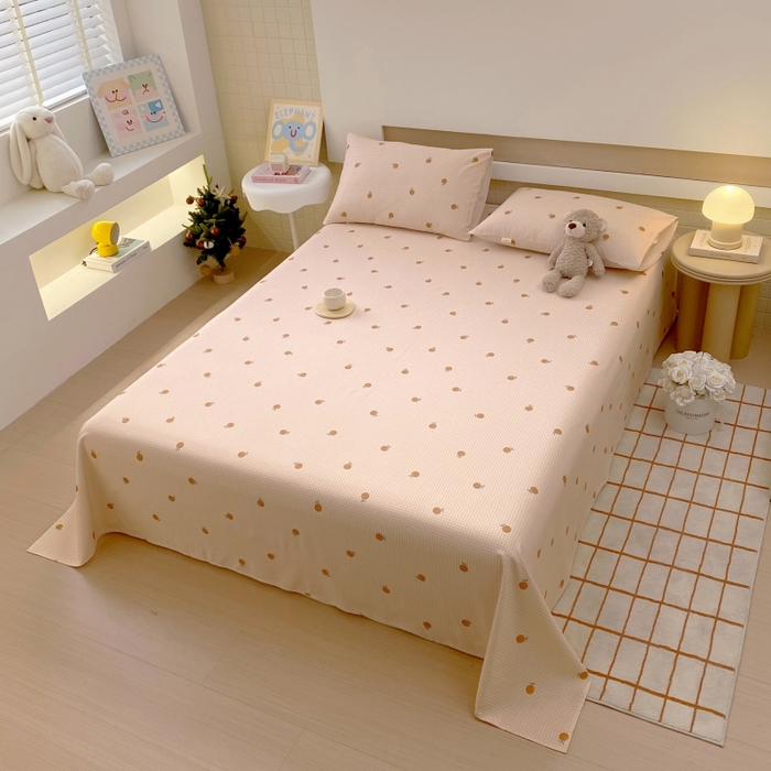 91家纺网 家纺一手货源 找家纺 慕尚家纺 2025新款全棉纯棉老粗布卡通床单款凉席席子 果乐