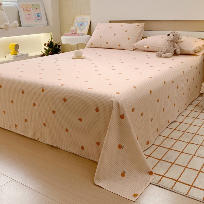 91家纺网 家纺一手货源 找家纺 慕尚家纺 2025新款全棉纯棉老粗布卡通床单款凉席席子 果乐