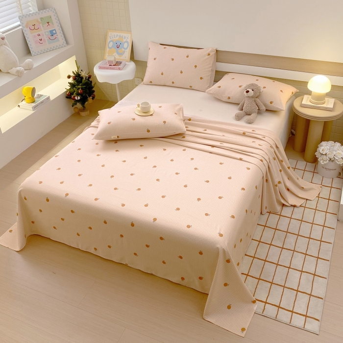 91家纺网 家纺一手货源 找家纺 慕尚家纺 2025新款全棉纯棉老粗布卡通床单款凉席席子 果乐