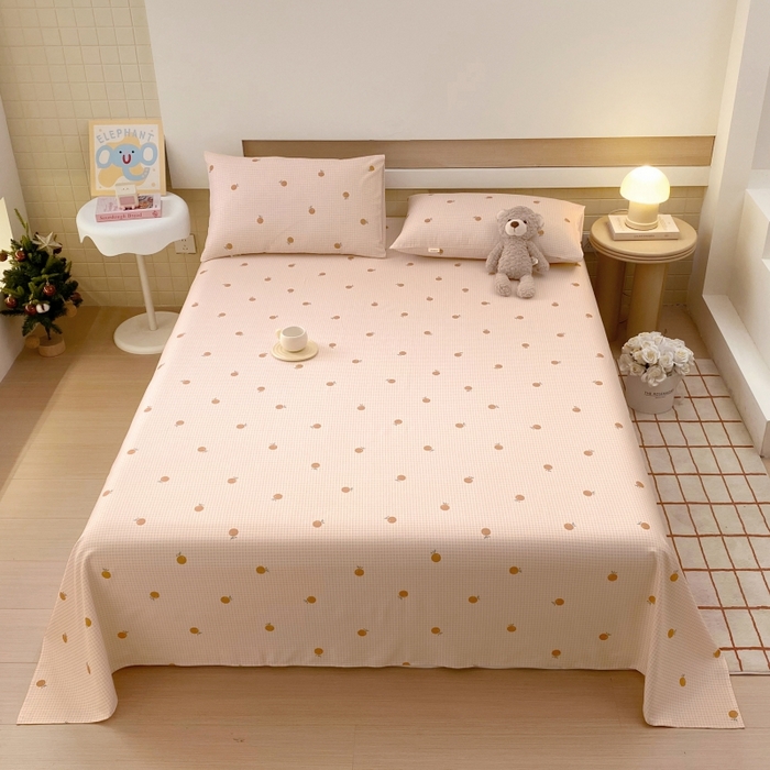 91家纺网 家纺一手货源 找家纺 慕尚家纺 2025新款全棉纯棉老粗布卡通床单款凉席席子 果乐