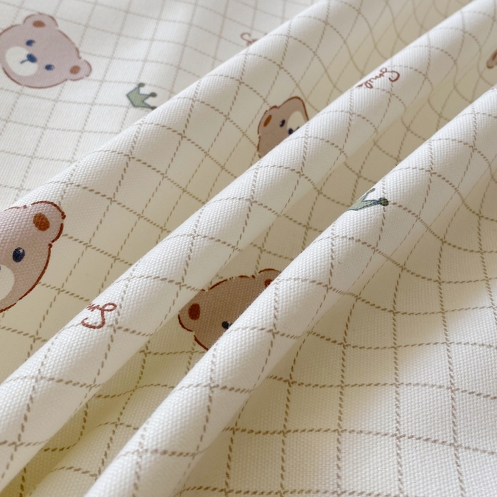 91家纺网 家纺一手货源 找家纺 慕尚家纺 2025新款全棉纯棉老粗布卡通床单款凉席席子 皇冠小熊