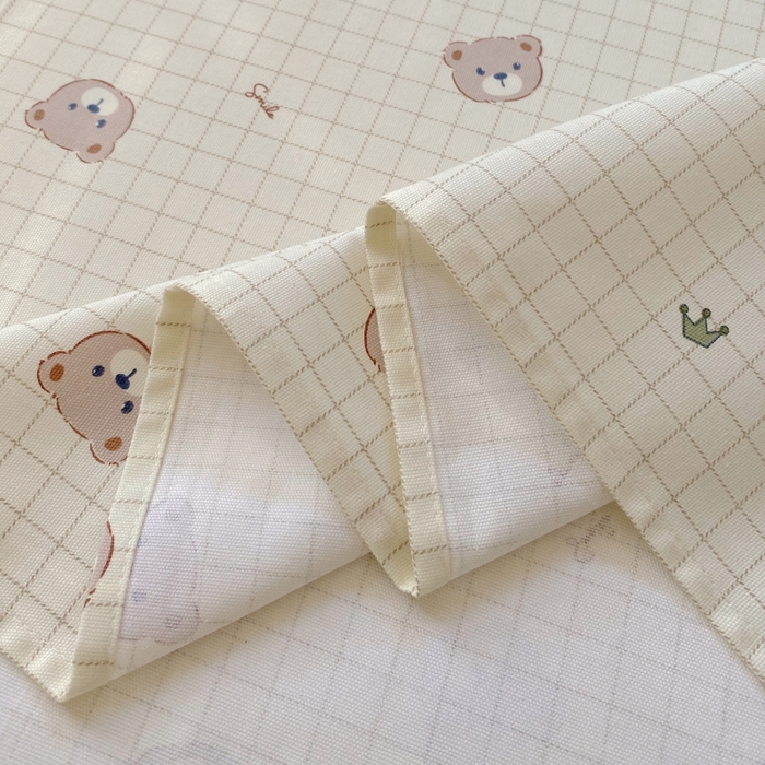 91家纺网 家纺一手货源 找家纺 慕尚家纺 2025新款全棉纯棉老粗布卡通床单款凉席席子 皇冠小熊