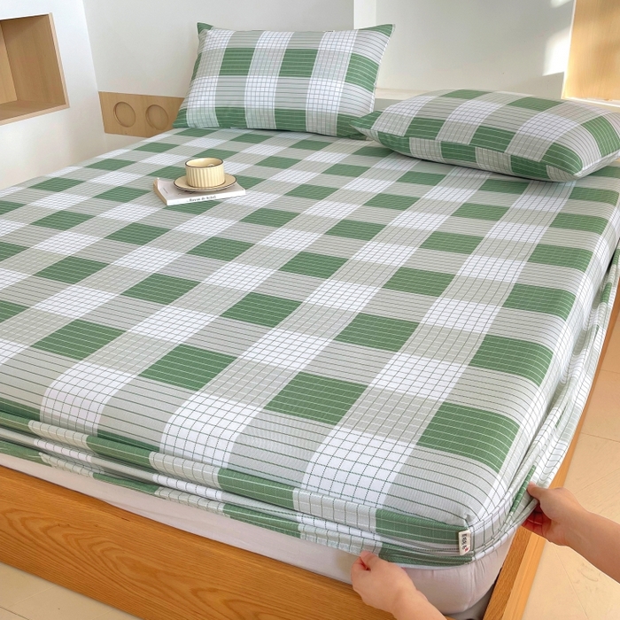 91家纺网 家纺一手货源 找家纺 （总）慕尚家纺 2025新款全棉纯棉老粗布条格床笠款凉席席子