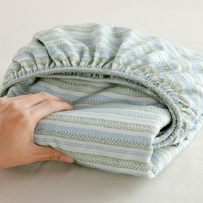 91家纺网 家纺一手货源 找家纺 （总）慕尚家纺 2025新款全棉纯棉老粗布条格床笠款凉席席子