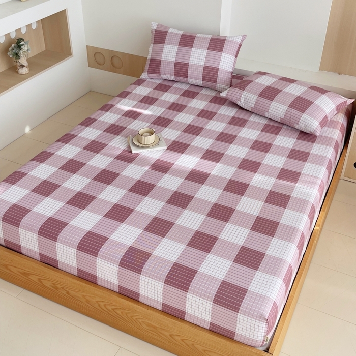 91家纺网 家纺一手货源 找家纺 慕尚家纺 2025新款全棉纯棉老粗布条格床笠款凉席席子 格律-豆沙