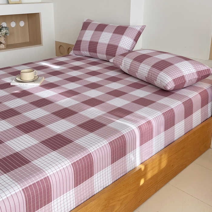 91家纺网 家纺一手货源 找家纺 慕尚家纺 2025新款全棉纯棉老粗布条格床笠款凉席席子 格律-豆沙