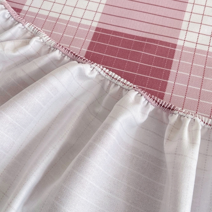 91家纺网 家纺一手货源 找家纺 慕尚家纺 2025新款全棉纯棉老粗布条格床笠款凉席席子 格律-豆沙