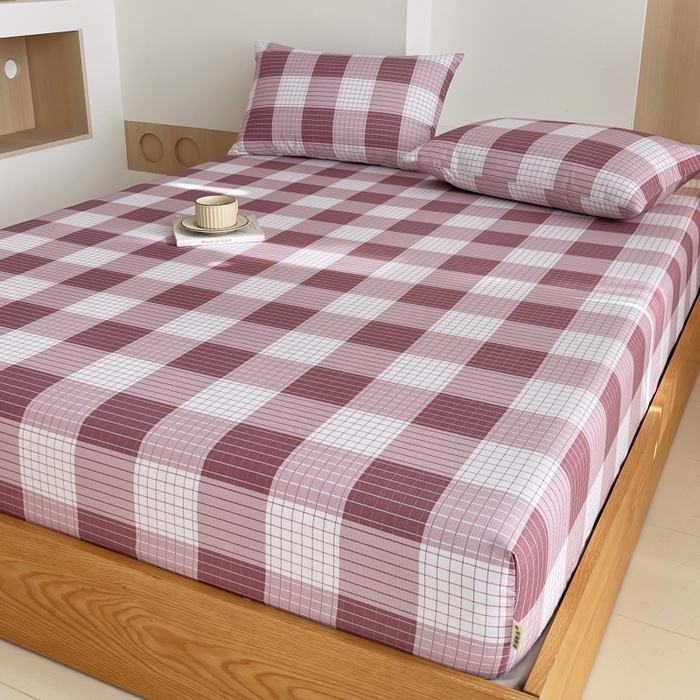 91家纺网 家纺一手货源 找家纺 慕尚家纺 2025新款全棉纯棉老粗布条格床笠款凉席席子 格律-豆沙