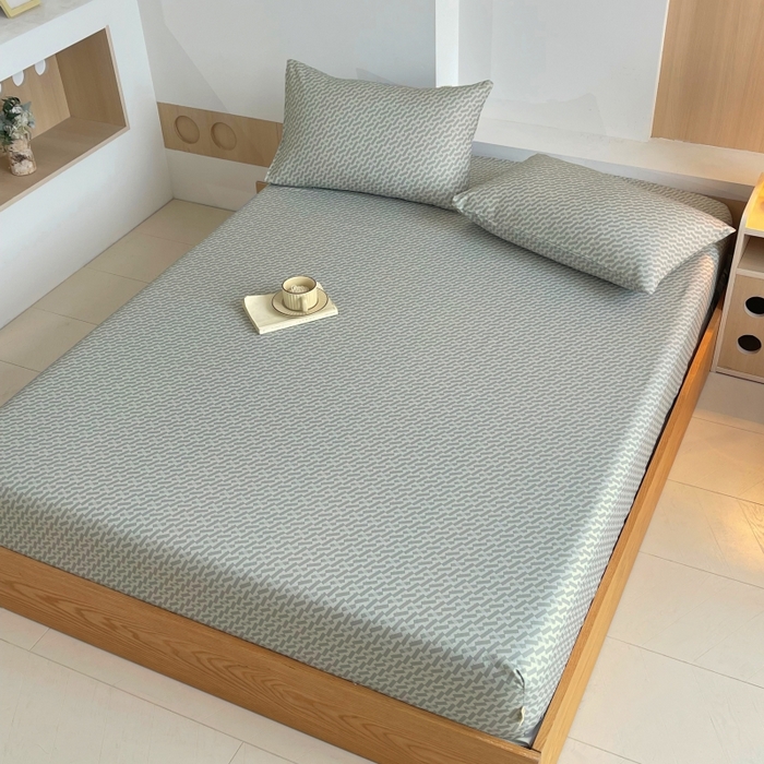 91家纺网 家纺一手货源 找家纺 慕尚家纺 2025新款全棉纯棉老粗布条格床笠款凉席席子 卡罗拉-绿