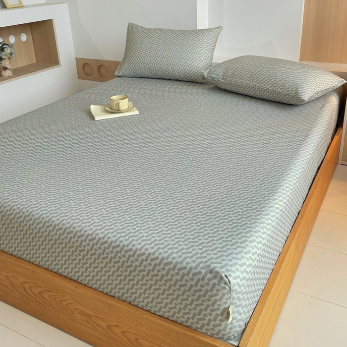 91家纺网 家纺一手货源 找家纺 慕尚家纺 2025新款全棉纯棉老粗布条格床笠款凉席席子 卡罗拉-绿