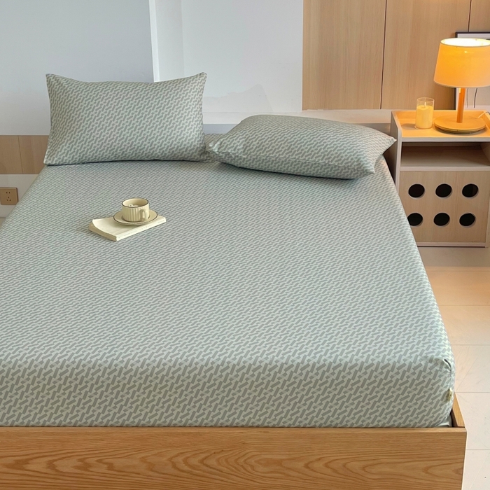 91家纺网 家纺一手货源 找家纺 慕尚家纺 2025新款全棉纯棉老粗布条格床笠款凉席席子 卡罗拉-绿