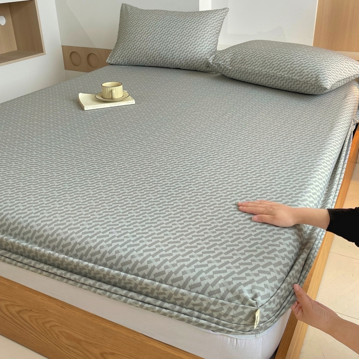 91家纺网 家纺一手货源 找家纺 慕尚家纺 2025新款全棉纯棉老粗布条格床笠款凉席席子 卡罗拉-绿