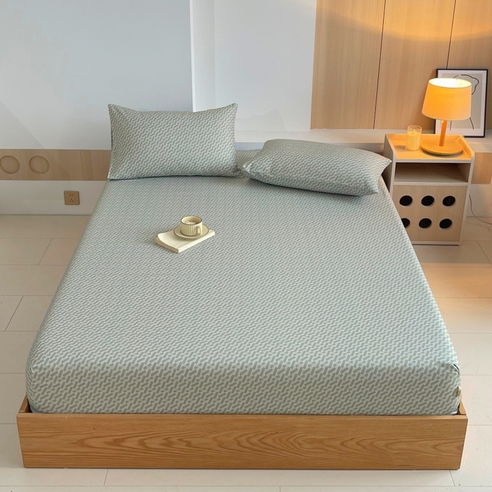 91家纺网 家纺一手货源 找家纺 慕尚家纺 2025新款全棉纯棉老粗布条格床笠款凉席席子 卡罗拉-绿