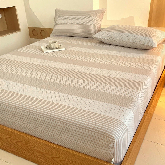 91家纺网 家纺一手货源 找家纺 慕尚家纺 2025新款全棉纯棉老粗布条格床笠款凉席席子 暖光-咖