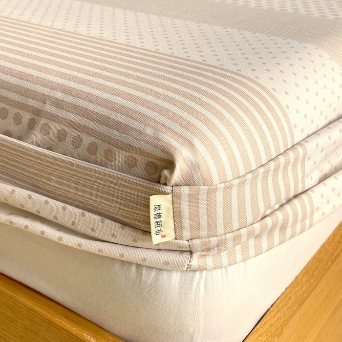 91家纺网 家纺一手货源 找家纺 慕尚家纺 2025新款全棉纯棉老粗布条格床笠款凉席席子 暖光-咖