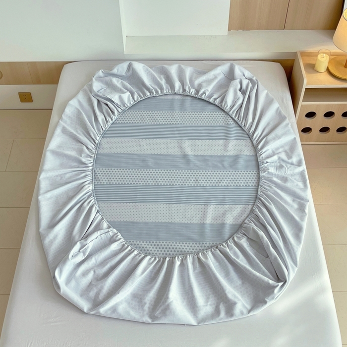 91家纺网 家纺一手货源 找家纺 慕尚家纺 2025新款全棉纯棉老粗布条格床笠款凉席席子 暖光-蓝