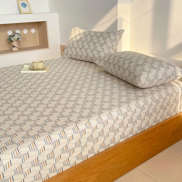 91家纺网 家纺一手货源 找家纺 慕尚家纺 2025新款全棉纯棉老粗布条格床笠款凉席席子 朴雅