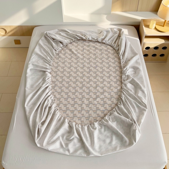 91家纺网 家纺一手货源 找家纺 慕尚家纺 2025新款全棉纯棉老粗布条格床笠款凉席席子 朴雅