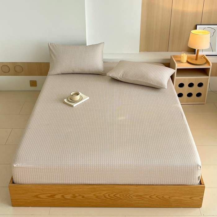 91家纺网 家纺一手货源 找家纺 慕尚家纺 2025新款全棉纯棉老粗布条格床笠款凉席席子 塞约-绿