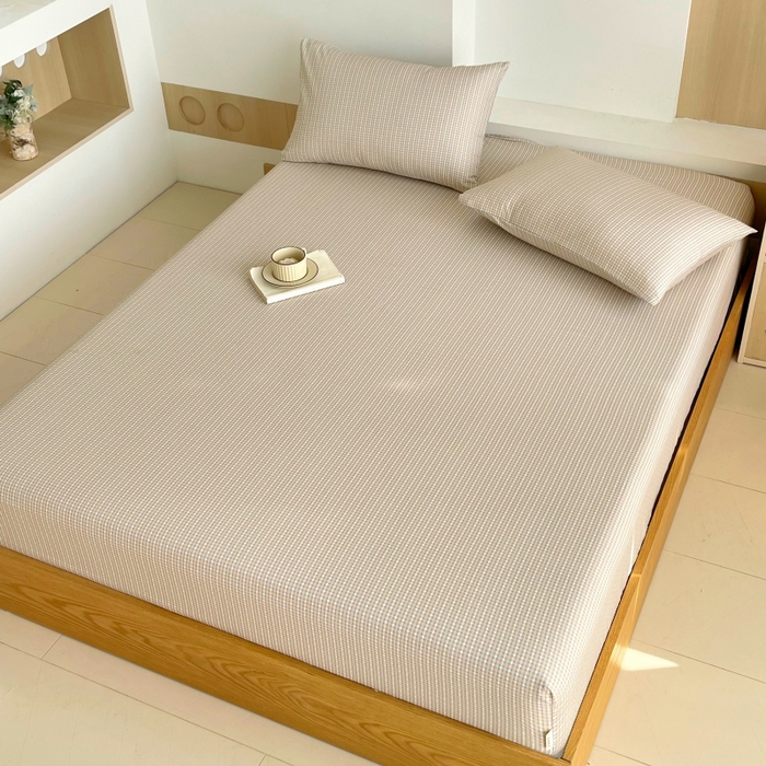 91家纺网 家纺一手货源 找家纺 慕尚家纺 2025新款全棉纯棉老粗布条格床笠款凉席席子 塞约-绿