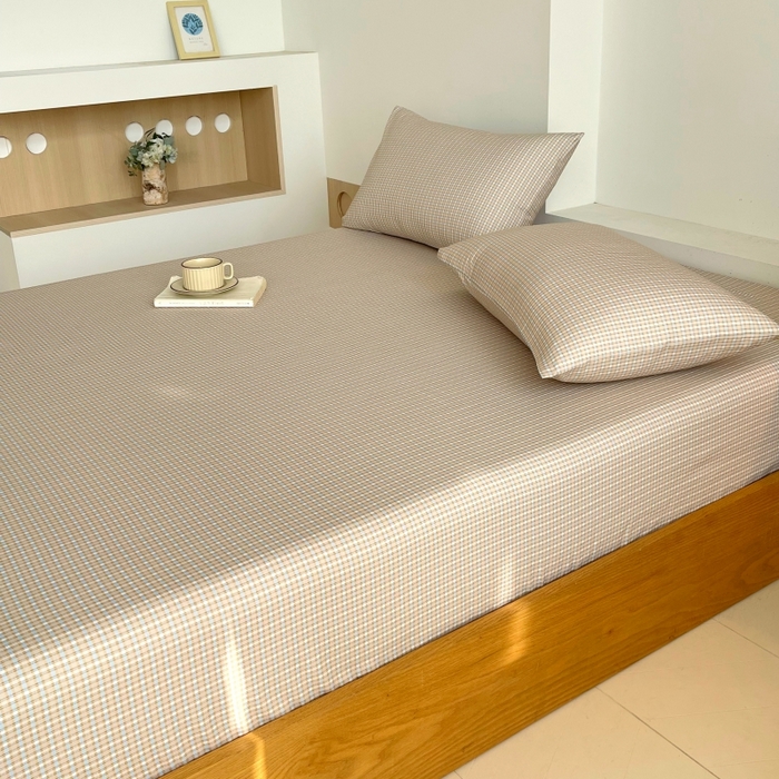 91家纺网 家纺一手货源 找家纺 慕尚家纺 2025新款全棉纯棉老粗布条格床笠款凉席席子 塞约-绿