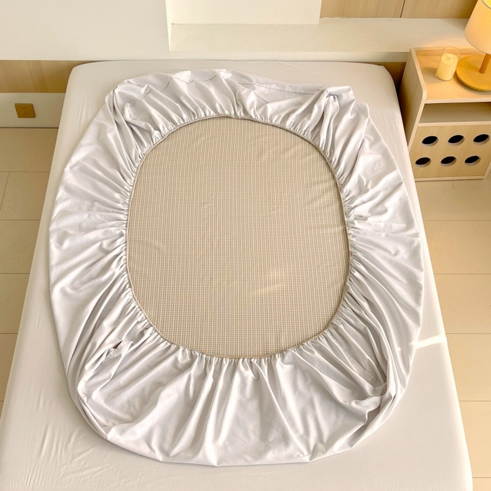 91家纺网 家纺一手货源 找家纺 慕尚家纺 2025新款全棉纯棉老粗布条格床笠款凉席席子 塞约-绿