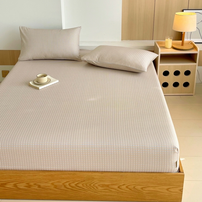 91家纺网 家纺一手货源 找家纺 慕尚家纺 2025新款全棉纯棉老粗布条格床笠款凉席席子 塞约-绿