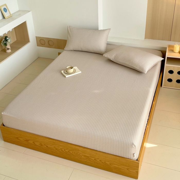 91家纺网 家纺一手货源 找家纺 慕尚家纺 2025新款全棉纯棉老粗布条格床笠款凉席席子 塞约-绿