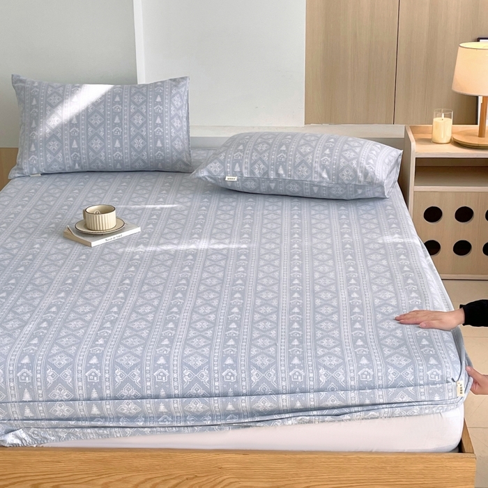 91家纺网 家纺一手货源 找家纺 慕尚家纺 2025新款全棉纯棉老粗布条格床笠款凉席席子 微澜