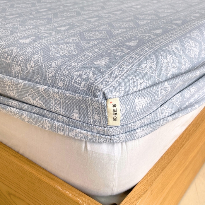 91家纺网 家纺一手货源 找家纺 慕尚家纺 2025新款全棉纯棉老粗布条格床笠款凉席席子 微澜