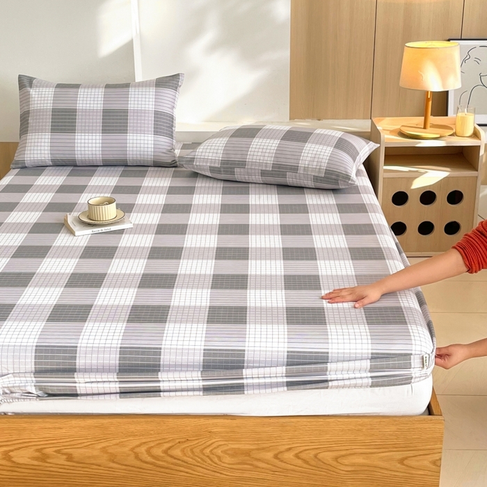 91家纺网 家纺一手货源 找家纺 慕尚家纺 2025新款全棉纯棉老粗布条格床笠款凉席席子 休闲生活-灰