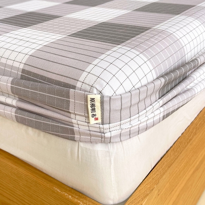 91家纺网 家纺一手货源 找家纺 慕尚家纺 2025新款全棉纯棉老粗布条格床笠款凉席席子 休闲生活-灰