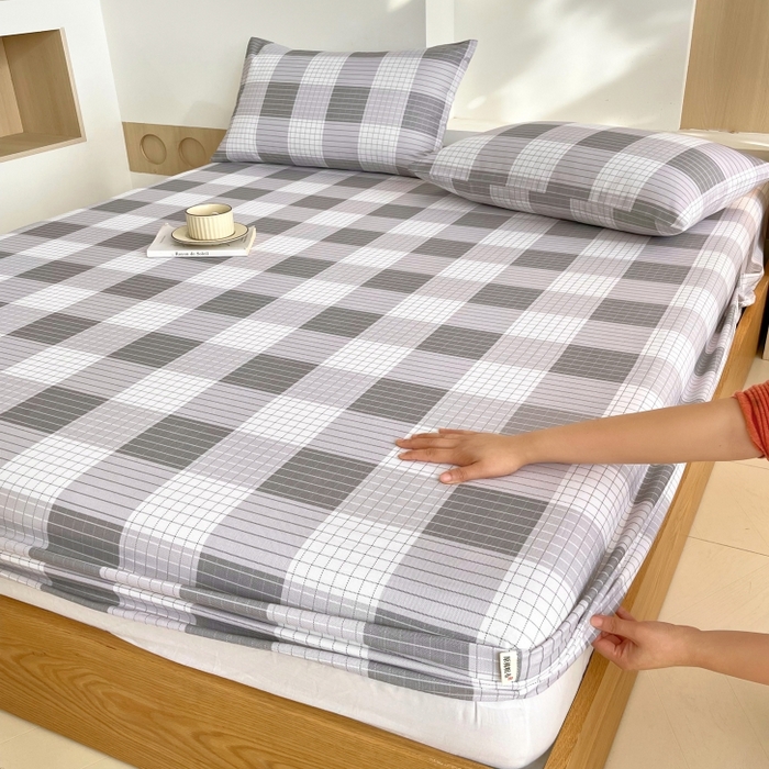91家纺网 家纺一手货源 找家纺 慕尚家纺 2025新款全棉纯棉老粗布条格床笠款凉席席子 休闲生活-灰