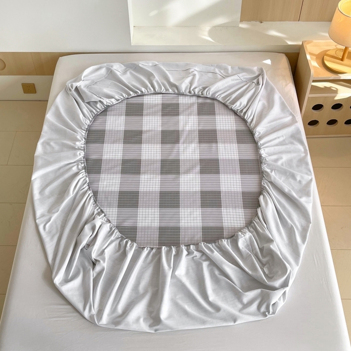 91家纺网 家纺一手货源 找家纺 慕尚家纺 2025新款全棉纯棉老粗布条格床笠款凉席席子 休闲生活-灰