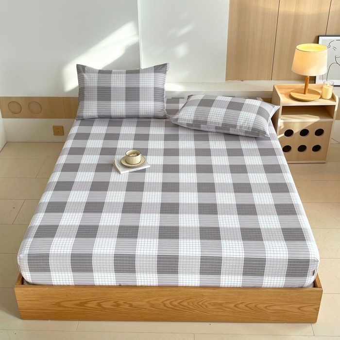 91家纺网 家纺一手货源 找家纺 慕尚家纺 2025新款全棉纯棉老粗布条格床笠款凉席席子 休闲生活-灰