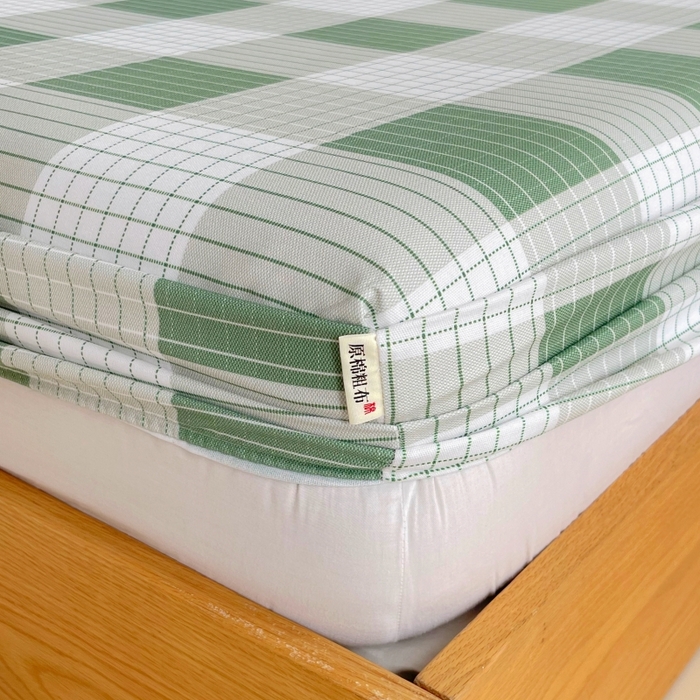 91家纺网 家纺一手货源 找家纺 慕尚家纺 2025新款全棉纯棉老粗布条格床笠款凉席席子 休闲生活-绿