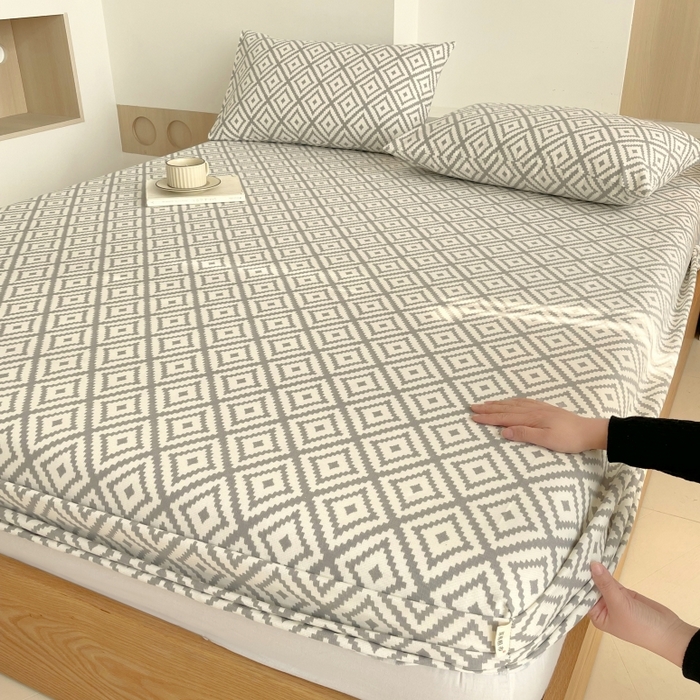 91家纺网 家纺一手货源 找家纺 慕尚家纺 2025新款全棉纯棉老粗布条格床笠款凉席席子 致青春