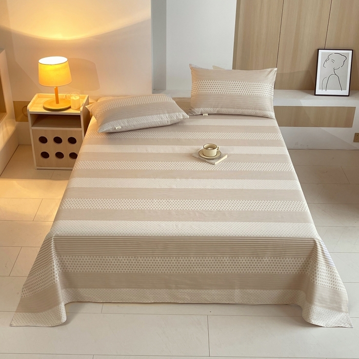 91家纺网 家纺一手货源 找家纺 （总）慕尚家纺 2025新款全棉纯棉老粗布条格床单款凉席席子