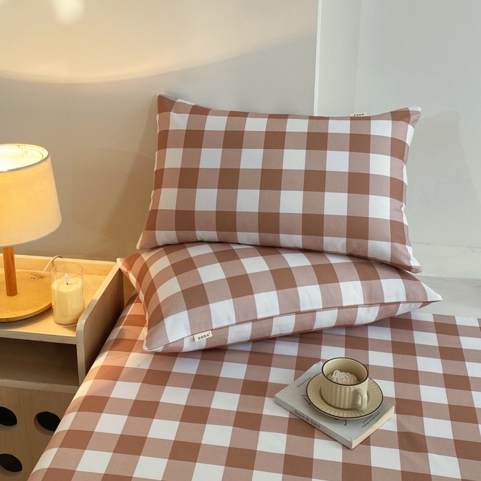 91家纺网 家纺一手货源 找家纺 慕尚家纺 2025新款全棉纯棉老粗布条格床单款凉席席子 艾格-咖